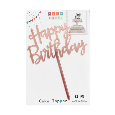 Топпер для торта розовое золото "Happy Birthday",15*10 см top27-6p фото