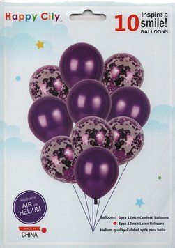 Набір латексних кульок Party Balloon Фіолетовий 10 шт (Китай) (в інд. уп. - упаковка може відрізнятись) 1554-purple фото