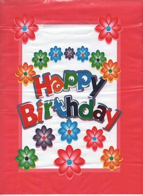 Пакет детский Большой Happy Birthday Цветы 30х22 см (10шт/уп) 9968 фото