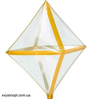 Фольга 3D Ромб Прозрачный Золотые линии (22") Китай 22147 фото