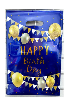 Пакет МАЛЕНЬКИЙ детский Happy birthday шарики на синем 16,5х25 см (10шт/уп) 15467 фото
