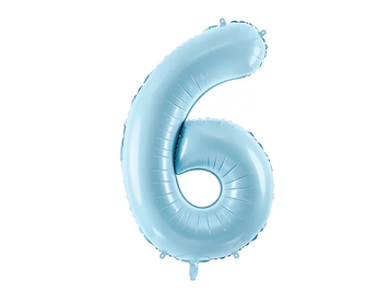 Фольгована цифра 6 Блакитна PartyDeco FB1P-6-001J фото