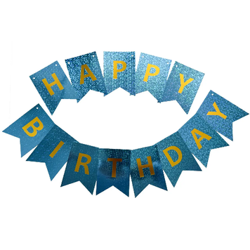 Гірлянда літери Happy Birthday блакитна голограмма 6193-1 фото
