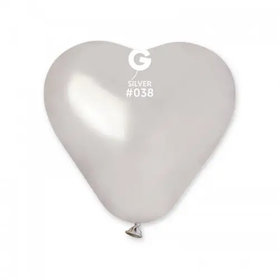 Шары-сердца Gemar 6" CR6/38 (Металлик серебро) (100 шт) 4864 фото