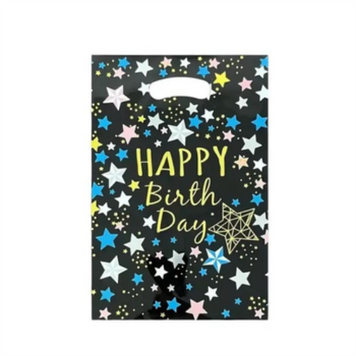 Пакет МАЛЕНЬКИЙ детский Happy birthday черный 25*17 см (10шт/уп) 0033 фото