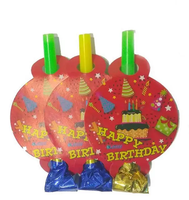 Розпродаж Святковий язичок-гудок "Happy birthday червоний фон" (6 шт/уп) 3226 фото