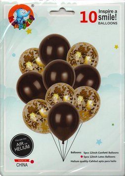 Набір латексних кульок Party Balloon Чорно-золотий 10 шт (Китай) (в інд. уп.) 1554-black фото