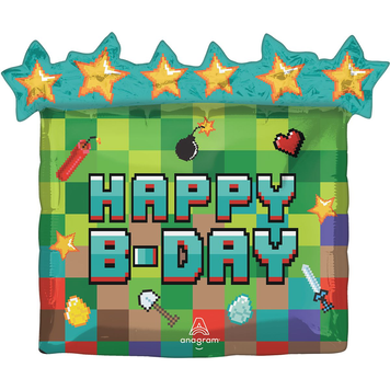 Фольгована кулька "Happy b-day піксельна вечірка" (в інд. уп.) Anagram (інд. уп) 3207-3608 фото