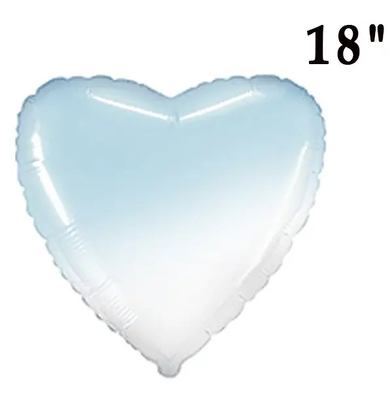 Фольга Flexmetal сердце 18" Омбре Бело-голубая 3204-0356 фото