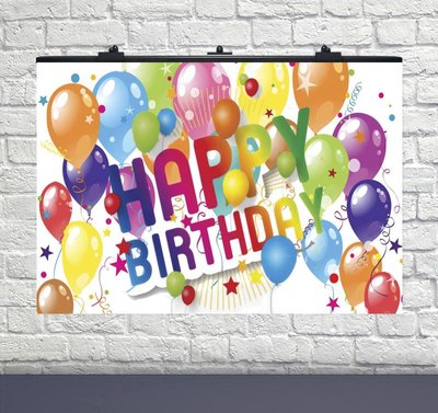 Плакат на день рождения Happy Birthday Шарики серпантин 75х120 см 6008-0028 фото
