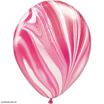 Воздушный шар Qualatex Агат красно-белый 11" 1108-0443 фото