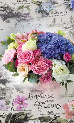 Подарочный пакет "Букет цветов на газете" 11х18х5 см pak-20 фото