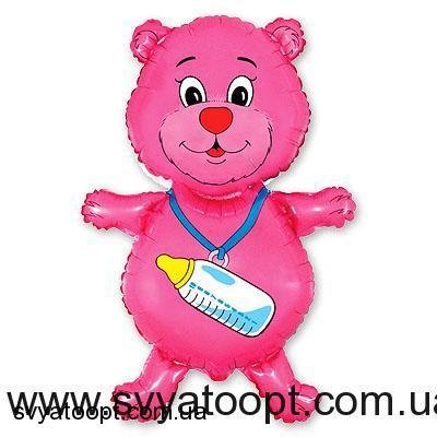 Фольгированная фигура большая Медведь розовый Flexmetal (в Инд. уп.) 1207-0476 фото