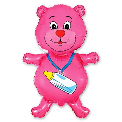 Фольгированная фигура большая Медведь розовый Flexmetal (в Инд. уп.) 1207-0476 фото