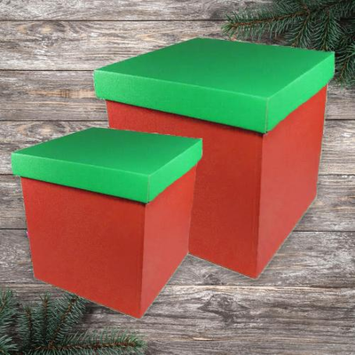 Набор новогодних коробок для подарков "№1 зелено-красные" (2 шт) nabirng1 фото