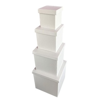 Набор больших подарочных коробок "Белые" (4 шт.) двухсторонний картон (h-30) white-2 фото
