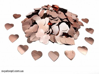 Конфетті сердечки 50 грамм рожеве золото 25 мм 4700 фото