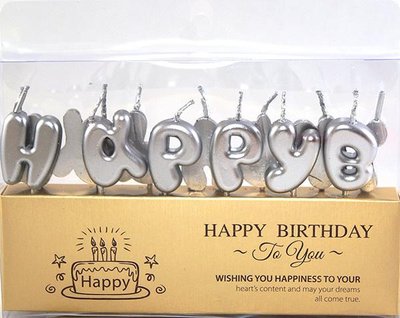 Набор свечей для торта BUBBLES буквы "Happy Birthday Серебро" Bubbles-Silver фото