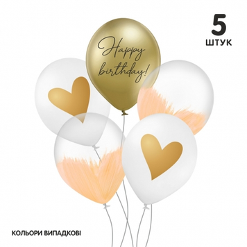 Набір латексних куль ТМ Sharoff (Happy Birthday, хром, кораловий браш, без обкладинки) (5 шт/уп) 19-024 фото