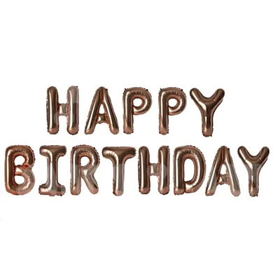 Фольгована фігура літери "Happy birthday" Набір букв (рожеве золото 40 см) 2744 фото