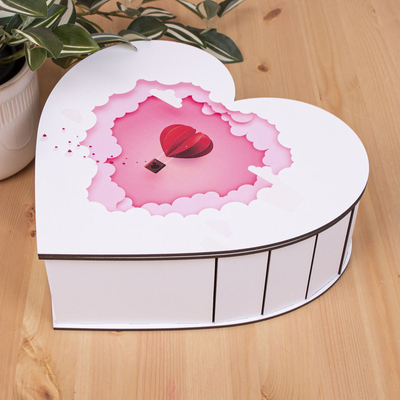 Декоративная коробка сердце "Воздушный шар" (средняя) 4670-4 фото