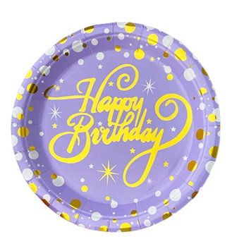 Тарелки "Happy birthday на фиолетовом" (18,0 см)(10шт-уп) 3460 фото