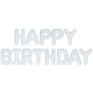 Фольгована фігура літери "Happy Birthday" Набір букв (білі 40 см) 7520 фото