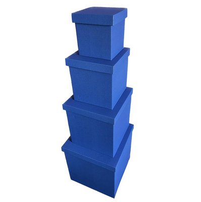 Набор больших подарочных коробок "Синие" (4 шт.) двусторонний картон (h-30) Blue-2 фото