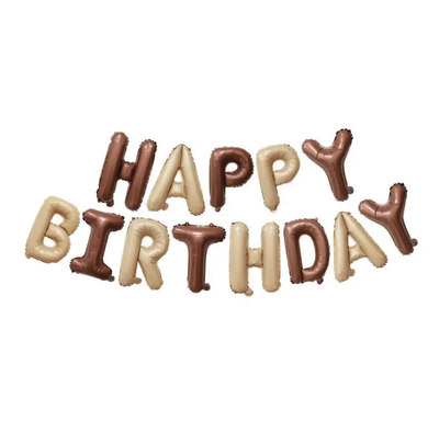 Фольгована фігура літери "Happy birthday" Набір букв (Карамельні-шоколадні 40 см) 3598 фото