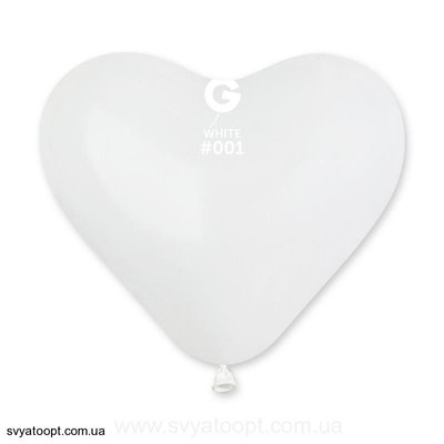 Шары-сердца Gemar 10" CR/01 (Белый) (100 шт) 1105-0005 фото
