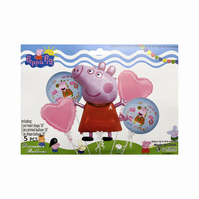 Набор шариков фольгированных Свинка Пеппа 5 шт (Китай) (в инд. упаковке) 4082 фото