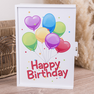 Декоративная коробка "Happy birthday (разноцветные шары)" (размер s) 3612-54 фото