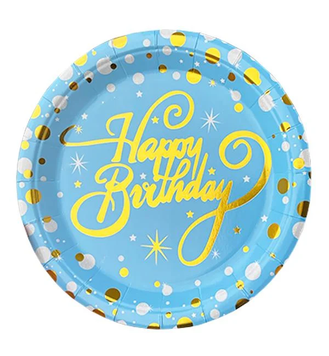 Тарелки "Happy birthday на голубом" (18,0 см)(10шт-уп) 3461 фото