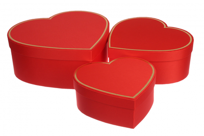 Набор подарочных коробок в форме Сердца с золотым кантом (3 шт/компл.) W5714 фото