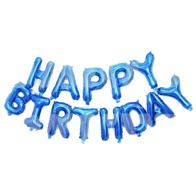Фольгована фігура літери "Happy birthday" Набір букв (Сині 40 см) 2745 фото