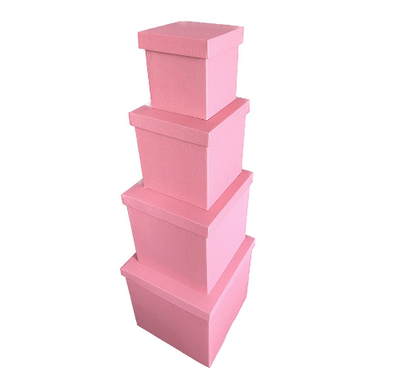 Набор больших подарочных коробок "Розовые" (4 шт.) двухсторонний картон (h-30) Pink-2 фото