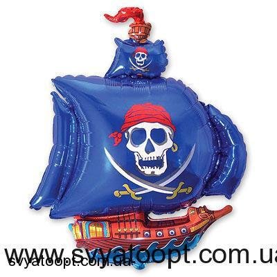 Фольгированная фигура большая Синий Корабель Пирата Flexmetal (в Инд. уп.) 1207-1041 фото
